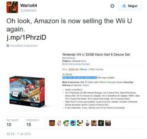 tweet wario nintendo wii u amazon