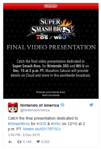 tweet presentazione finale smash bros