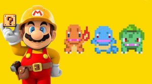 Super-Mario-Maker-Charmander-Squirtle-Bulbasaur