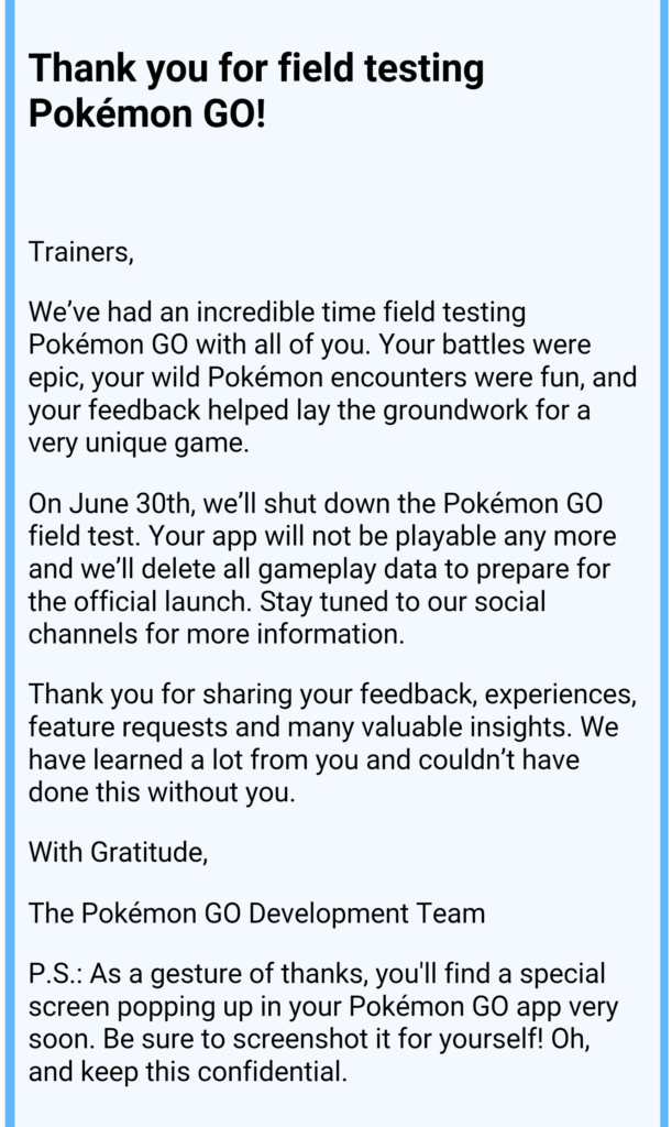 Pokémon GO Niantic email