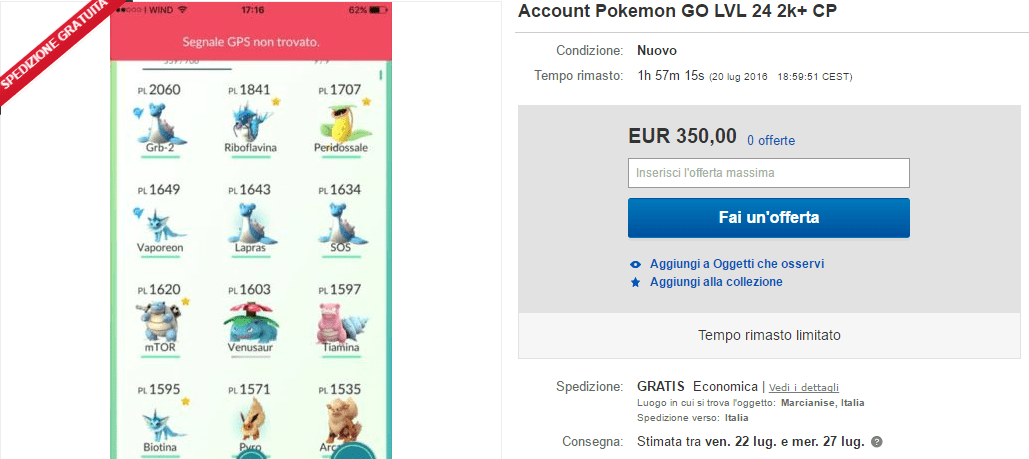 Account Pokémon GO eBay