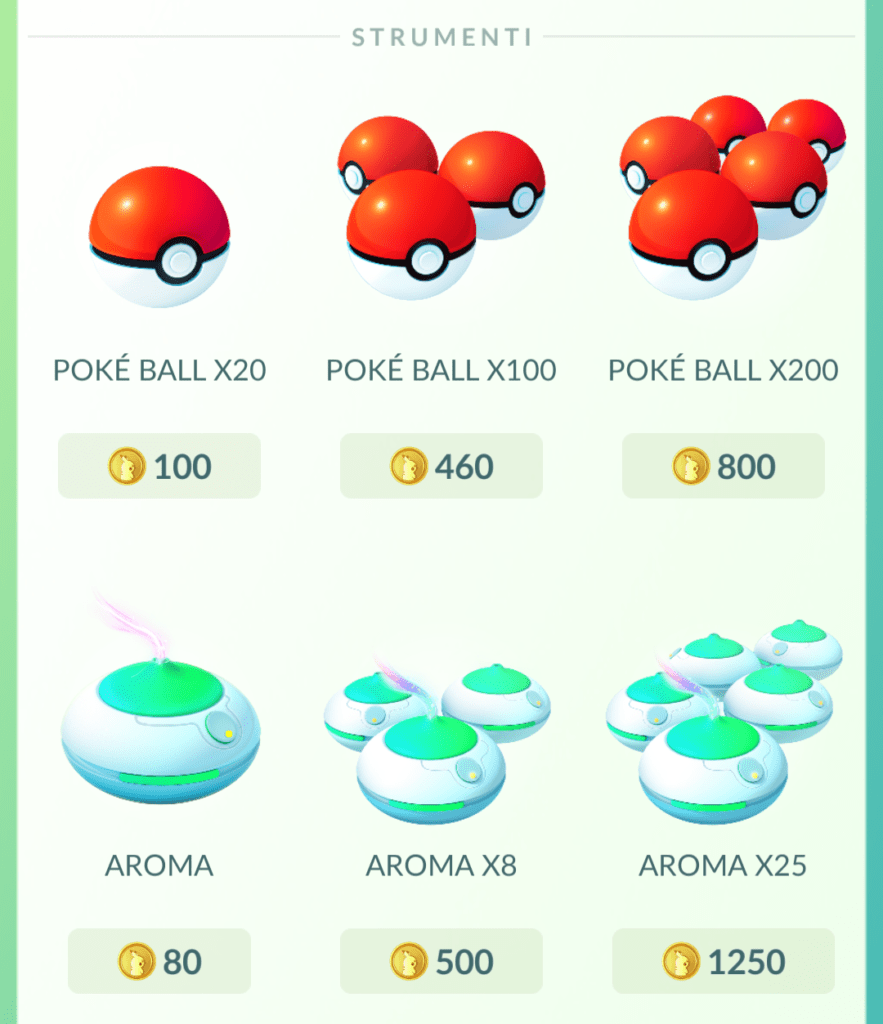 Preços dos Itens em Pokémon GO e mais