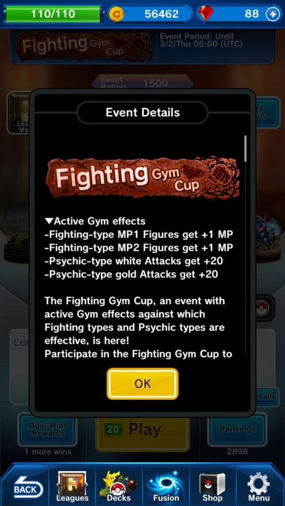Pokémon Duel Fighting Gym Cup