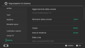 Aggiornamento Nintendo Switch 2.1.0