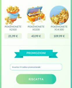 Codici promozionali Android - Pokémon GO