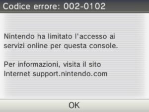 codice errore nintendo 3ds