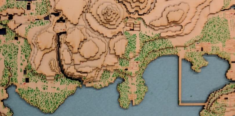 Ecco la rappresentazione 3D in legno delle regioni di Kanto e Johto