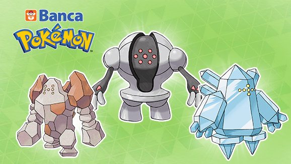 Regirock, Regice e Registeel disponibili per i possessori della Banca Pokémon!