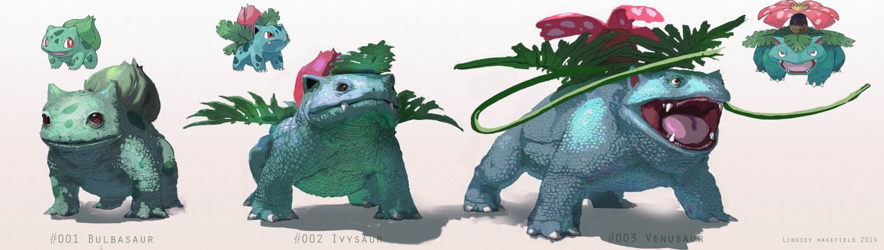 linea-evolutiva-bulbasaur-concept-art