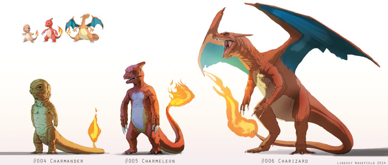 linea-evolutiva-charmander-concept-art