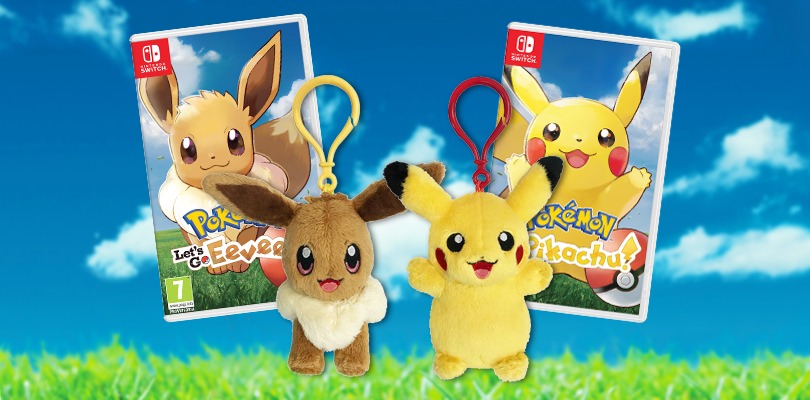 Portachiavi di Pikachu e Eevee in omaggio con i preordini di Let's Go dal sito Pokémon Center