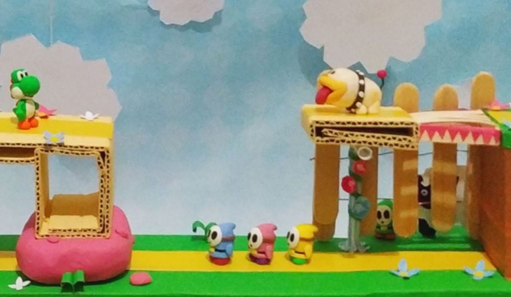 Dettaglio del diorama di Yoshi's Crafted World