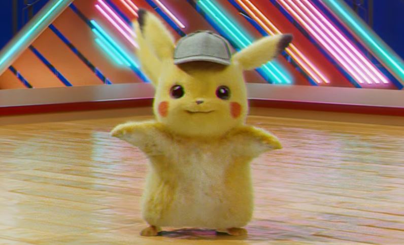 Detective Pikachu in una schermata del falso film