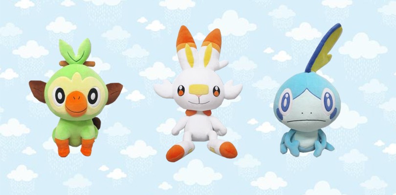 Grookey, Scorbunny e Sobble: in arrivo tre morbidi peluche dedicati agli starter di Galar