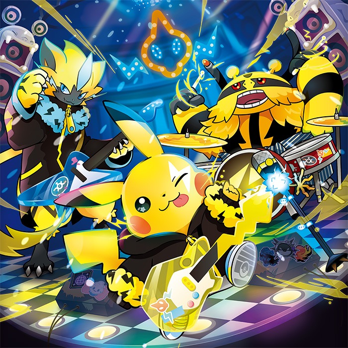 la band Pokémon a tutto rock composta da Electivire, PIkachu e Zeraora. Con Loudred come amplificatori e un Rotom che si occupa delle luci del palco.