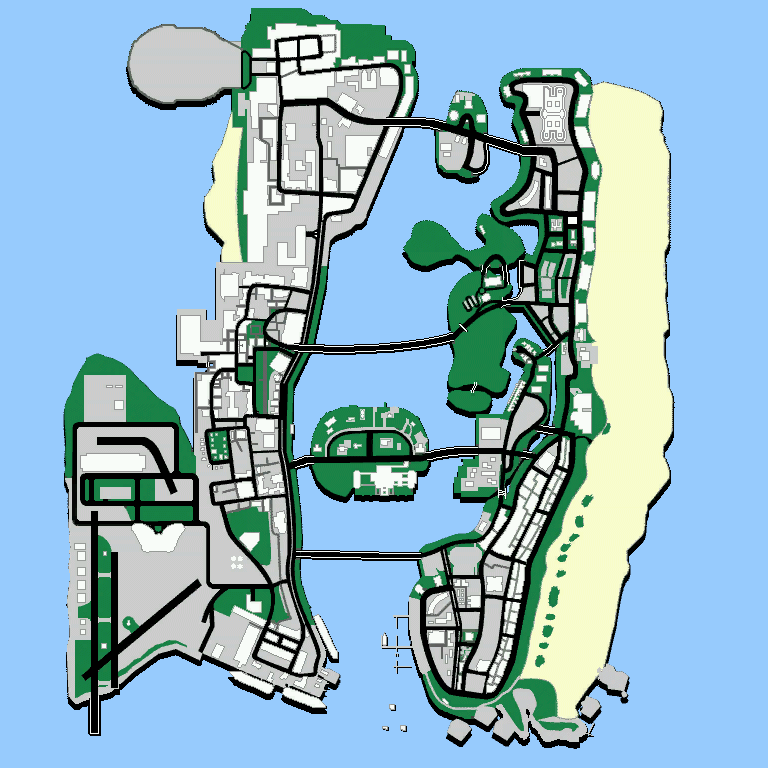 la mappa di Vice City che potrebbe essere grande quanto le Terre Selvagge, nella migliore delle ipotesi