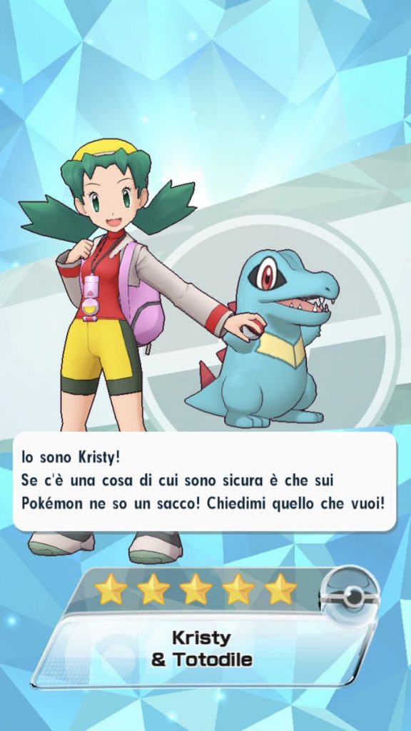 Kristy e Totodile in Pokémon Masters