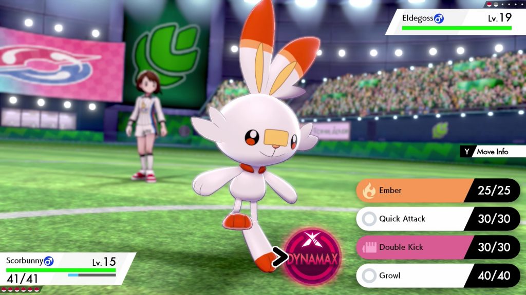frame tratto da un gameplay di Pokémon Spada e Scudo durante una lotta