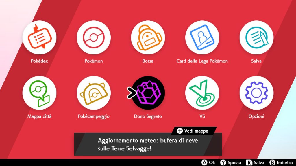 menù Pokémon spada e scudo