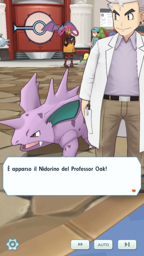 Il Professor Oak e Nidorino in Pokémon Masters