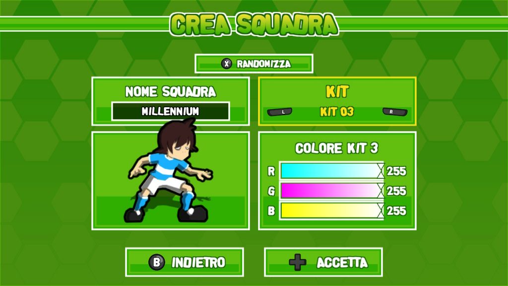 La creazione della squadra Millennium su Ganbare! Super Strikers