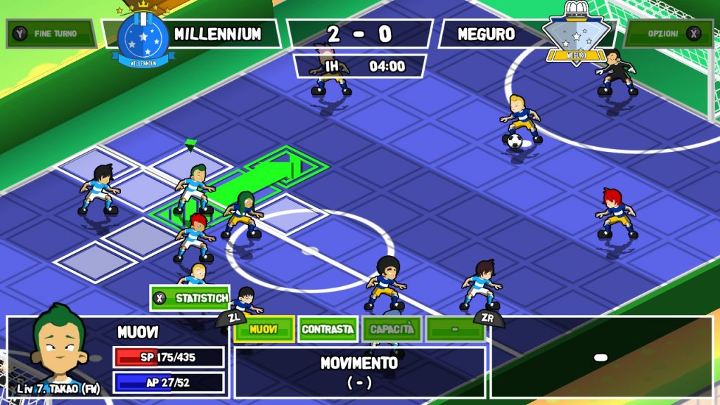 Visuale ruotata di un match di Ganbare! Super Strikers