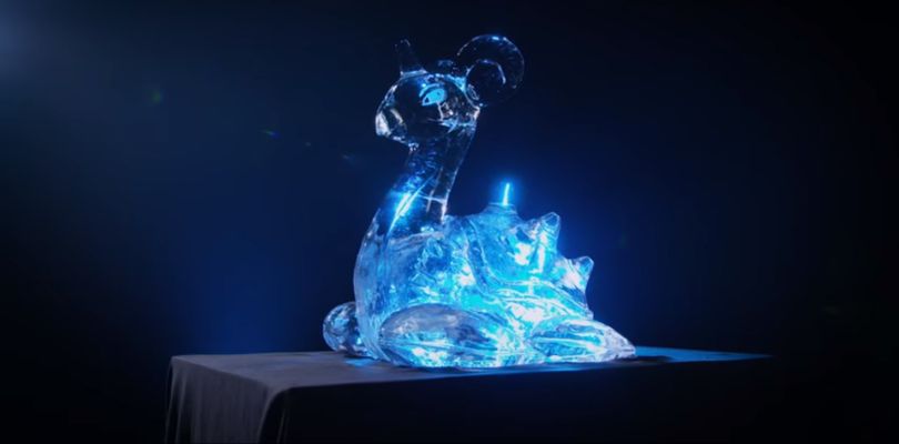 Una scultura di ghiaccio viene realizzata in onore di Lapras