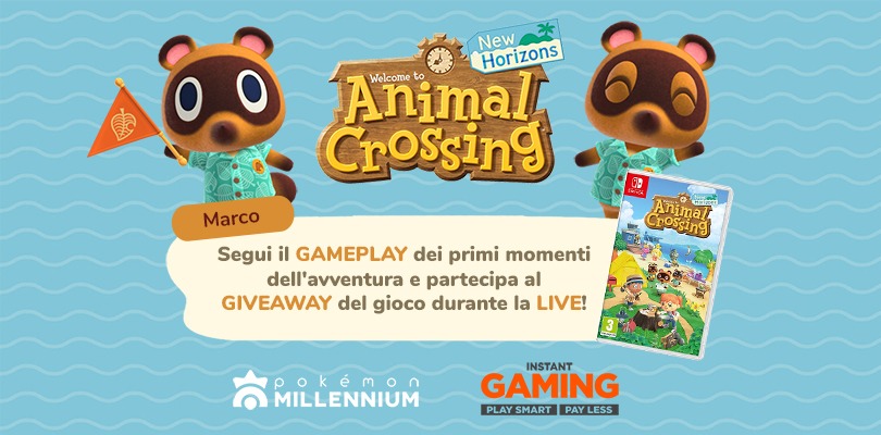 GAMEPLAY e GIVEAWAY di Animal Crossing: New Horizons stasera alle 23.45 su Twitch!
