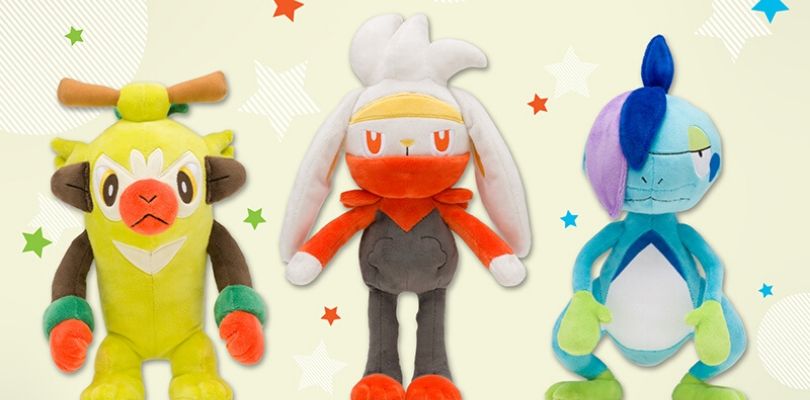 In arrivo i peluche di Thwackey, Raboot e Drizzile nei Pokémon Center