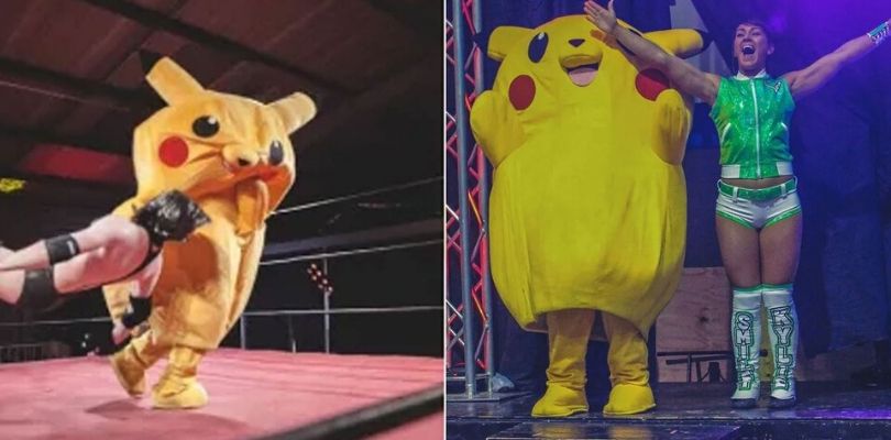 Wrestler professionista combatte travestito da Pikachu