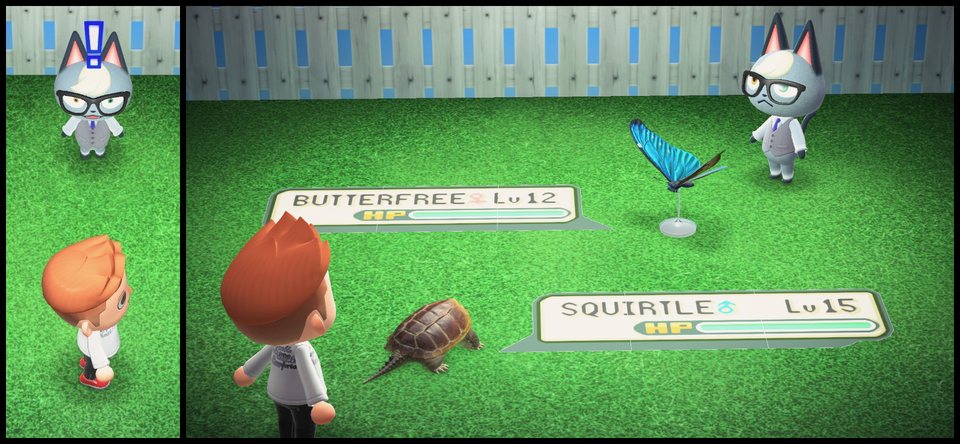 Un giocatore ricrea una lotta Pokémon in Animal Crossing: New Horizons