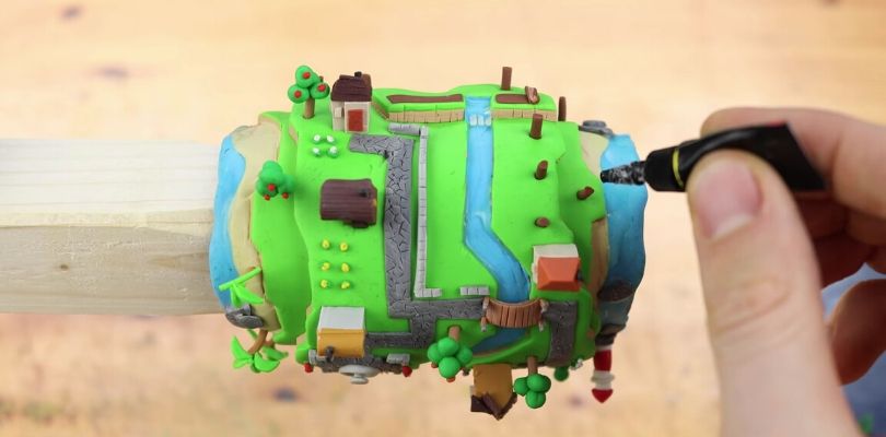 Un paesaggio di Animal Crossing: New Horizons è stato ricreato su un rotolo di carta igienica