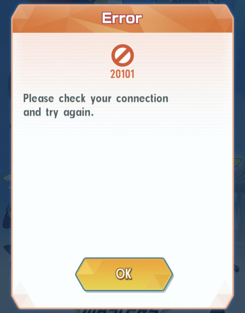 Notifica di errore in Pokémon Masters