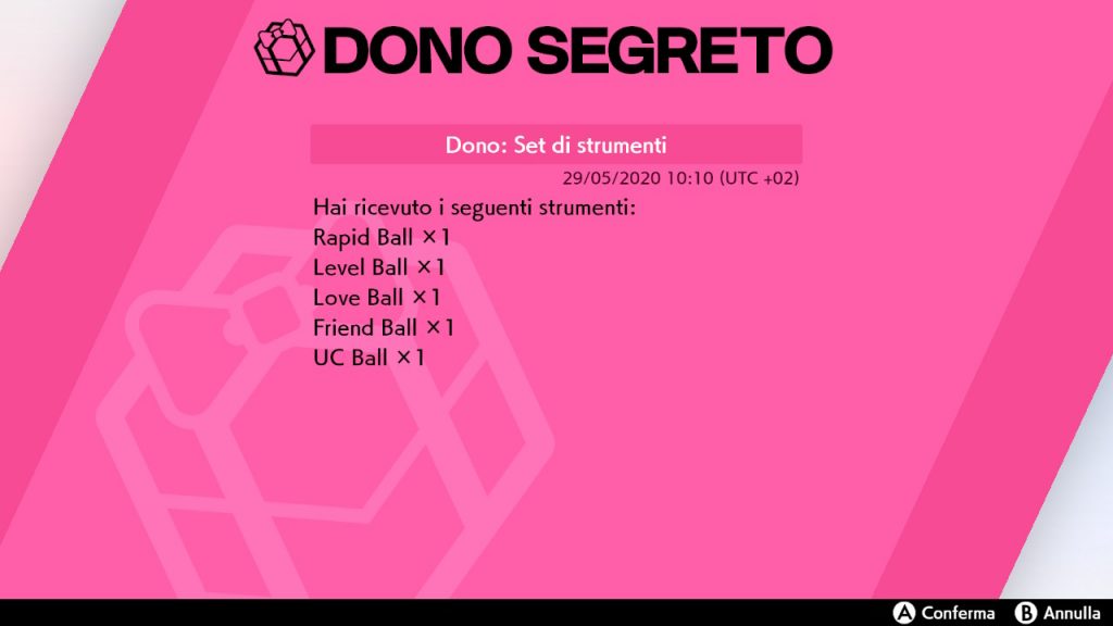 Varie Poké Ball come Dono Segreto