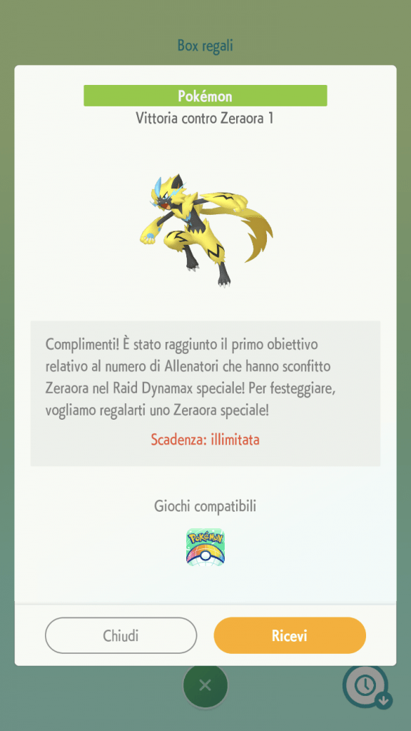 Zeraora Dono Segreto