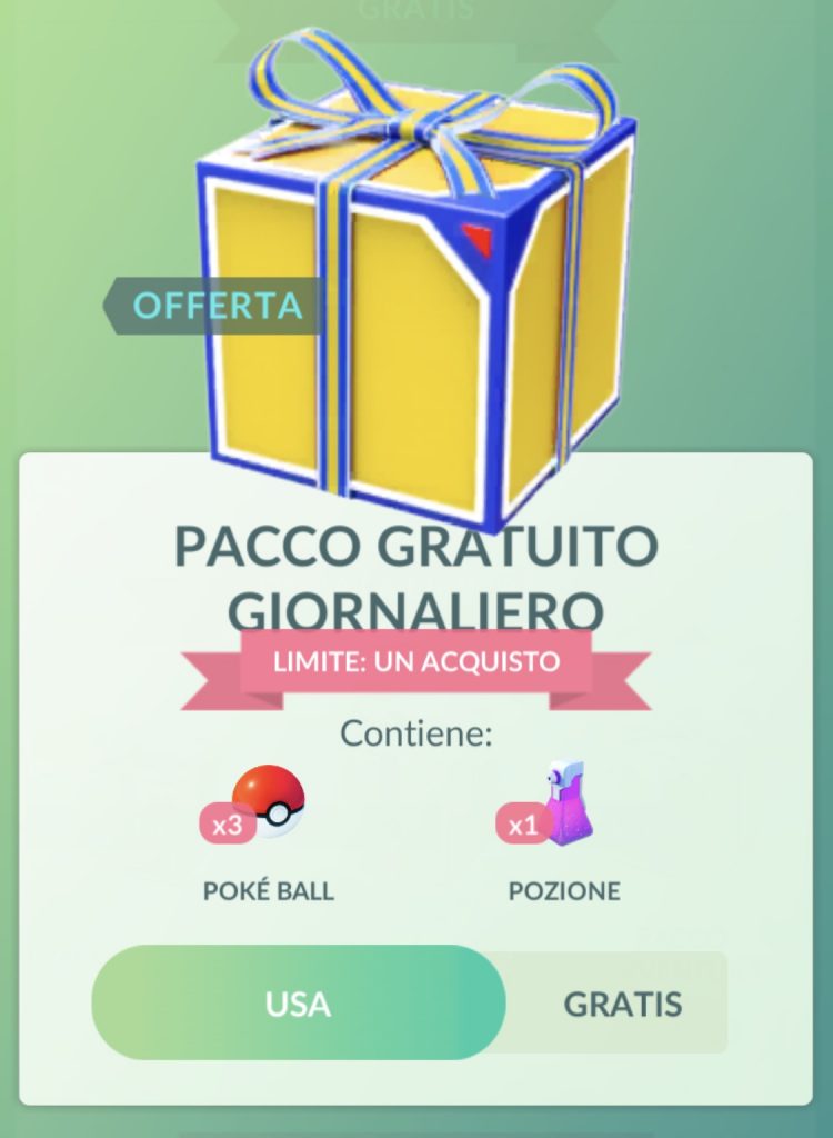 Pokémon GO pacco gratis