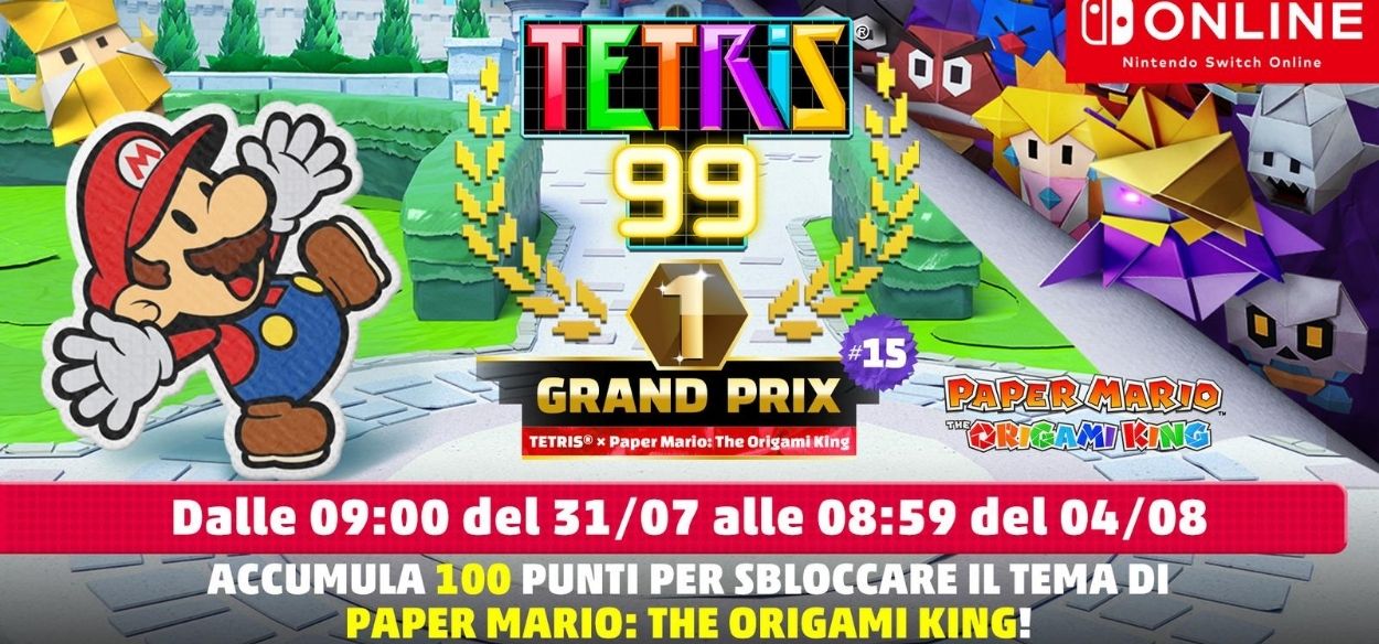 Annunciato un tema per Tetris 99 dedicato a Paper Mario