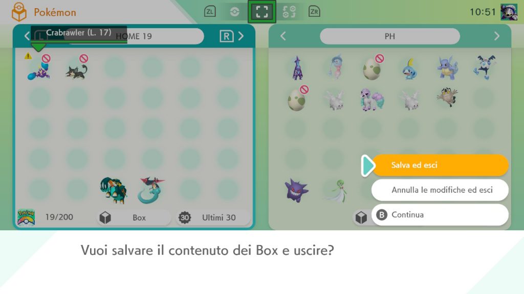 Salvataggio Pokémon HOME per registrazione Pokédex Armatura