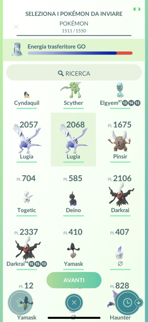 Trasferimento da Pokémon GO