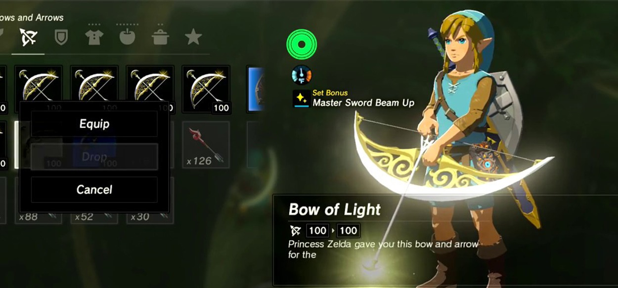 Un glitch di Zelda Breath of the Wild permette di usare l'iconico Arco della luce in un nuovo salvataggio