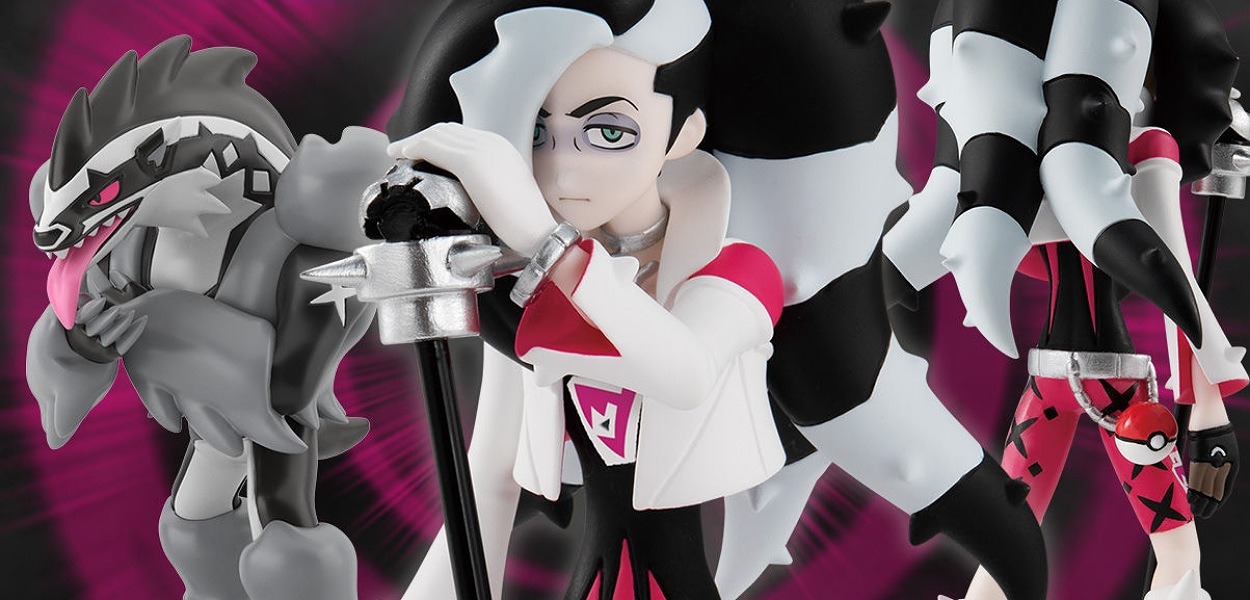 Mostrate le figure di Ginepro e Obstagoon della serie Pokémon Scale World Galar
