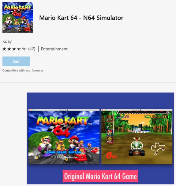 microsoft edge rom mario kart
