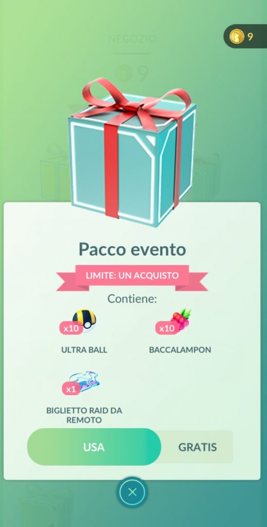 pacco gratuito Pokémon GO