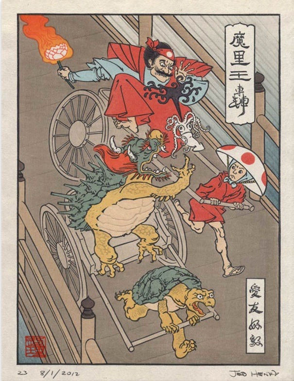 Mario Kart in stile Ukiyo-e