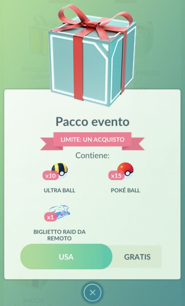 Pacco evento che, su Pokémon GO, permette di ottenere un biglietto raid da remoto.