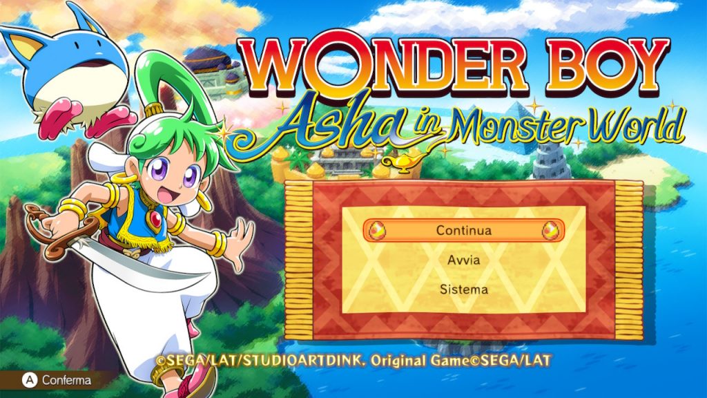 Menù principale di Wonder Boy: Asha in Monster World