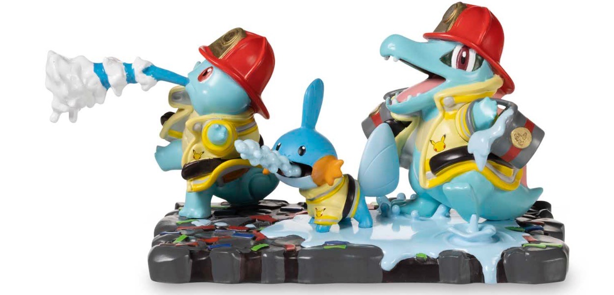 Pokémon Center, arriva la nuova statuetta di Mudkip, Squirtle e Totodile in versione pompieri