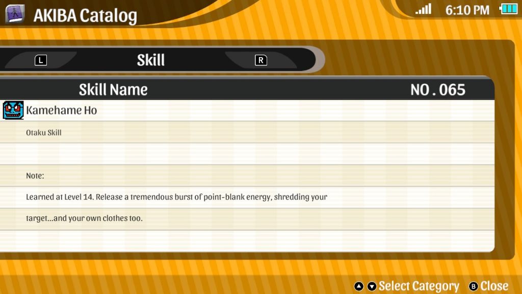 menu skill