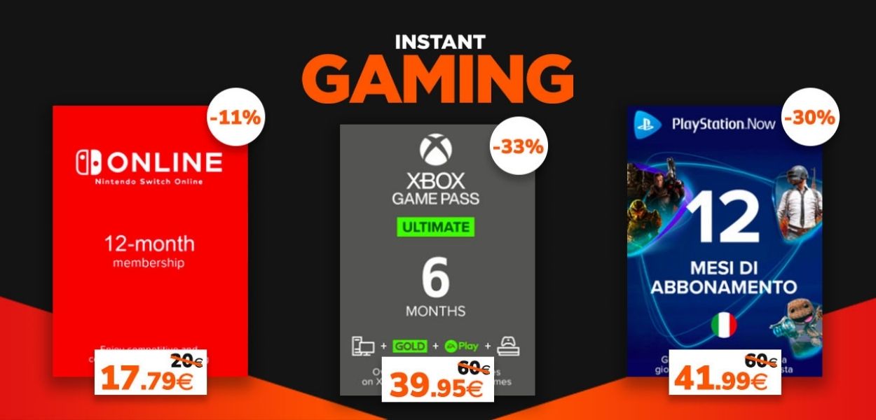 Abbonamenti e gift card per tutte le console in offerta da Instant Gaming