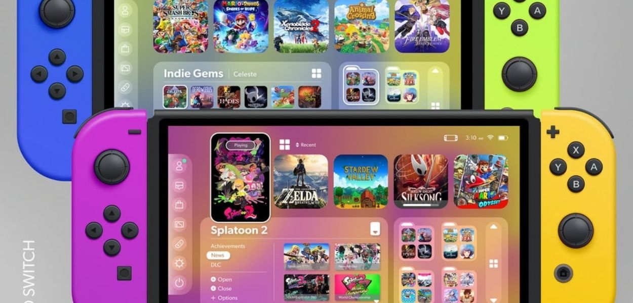 Un artista ridisegna il menu di Nintendo Switch in stile Apple